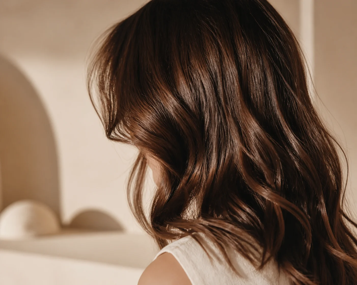 Editorial-Motiv mit gesundem, gewelltem Haar